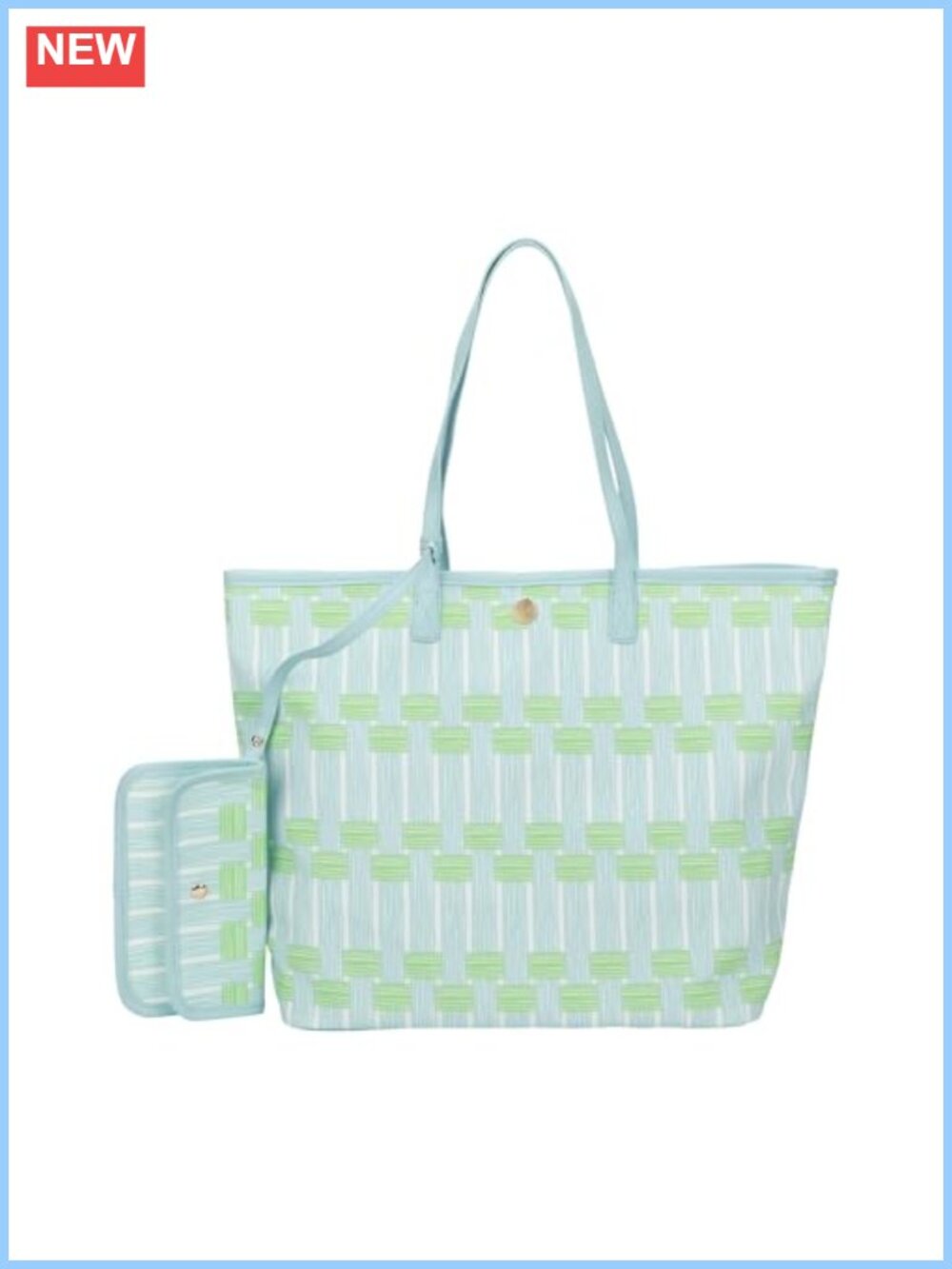 Oversized Coated Canvas Tote Bag with Detachable Wristlet Pouch